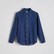 Koszule męskie - Reserved - Denimowa koszula regular fit - Granatowy - miniaturka - grafika 1