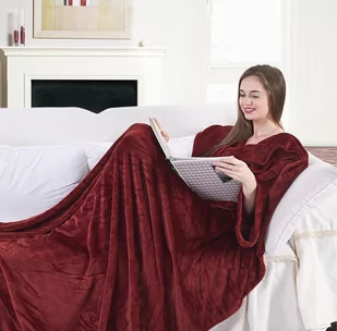 DecoKing 150 x 180, koc do oglądania telewizji, miękki i puszysty koc z mikrofibry z rękawami i kieszeniami, koc z mikrofibry, koc flauszowy, flausz, miękki, delikatny, flauszowy, puszysty, kieszenie  97274 - Koce - miniaturka - grafika 1