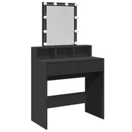 Toaletki - vidaXL Toaletka z oświetleniem LED czarna 80x41x144,5 cm - miniaturka - grafika 1