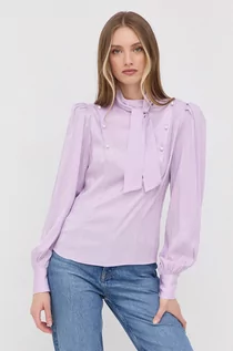 Bluzki damskie - Custommade bluzka damska kolor fioletowy gładka - grafika 1