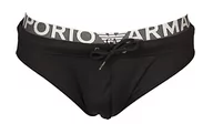 Kąpielówki męskie - Emporio Armani Swimwear Men's Emporio Armani Logo Band Low Swim Briefs, Black, 52, czarny - miniaturka - grafika 1
