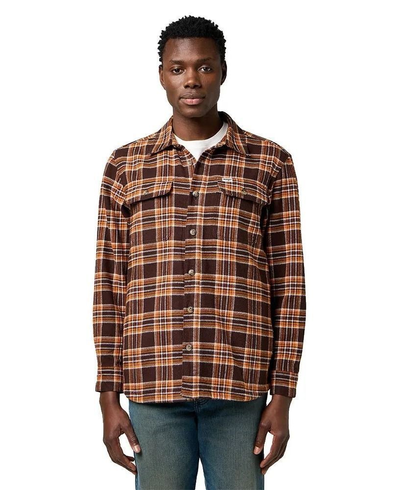camicie uomo wrangler 112372458 overshirt deep brown