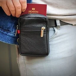 M.KUC PASS - Skórzana saszetka na pasek, etui na paszport, saszetka podróżna dyskretna ochrona dokumentów - Nerki - miniaturka - grafika 1