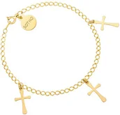 Biżuteria religijna - Złota bransoletka z trzema krzyżykami - miniaturka - grafika 1