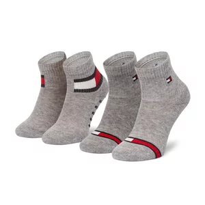 Tommy Hilfiger Zestaw 2 par wysokich skarpet dziecięcych 100002319 Light Grey Melange 002 - Skarpetki damskie - miniaturka - grafika 1