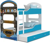 Łóżka dla dzieci i młodzieży - Łóżko piętrowe 190x80 + grafika DOMINIK 3-osobowe - miniaturka - grafika 1