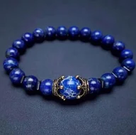 Bransoletki - Bransoletka Sodalit Niebieski Kamień Złote Korony Kamienie Regulowana - miniaturka - grafika 1