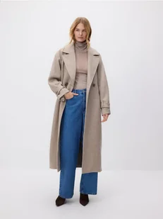 Reserved - Płaszcz z wełną - brązowy - Moda i Uroda OUTLET - miniaturka - grafika 1