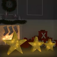 Oświetlenie świąteczne - vidaXL vidaXL Dekoracja świąteczna: 3 gwiazdy, złota siatka z LED - miniaturka - grafika 1