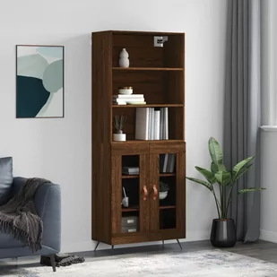 vidaXL Witrynka, brązowy dąb, 69,5x34x180 cm, materiał drewnopochodny - Witryny - miniaturka - grafika 1