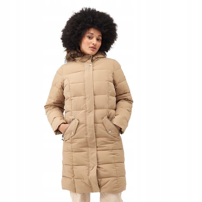 Damski ocieplany płaszcz zimowy z kapturem Regatta RWN252 2M6 beż XXL 44