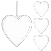 Bombki - Bombki akrylowe 6cm serce plastikowe decoupage zestaw 4 szt. - miniaturka - grafika 1