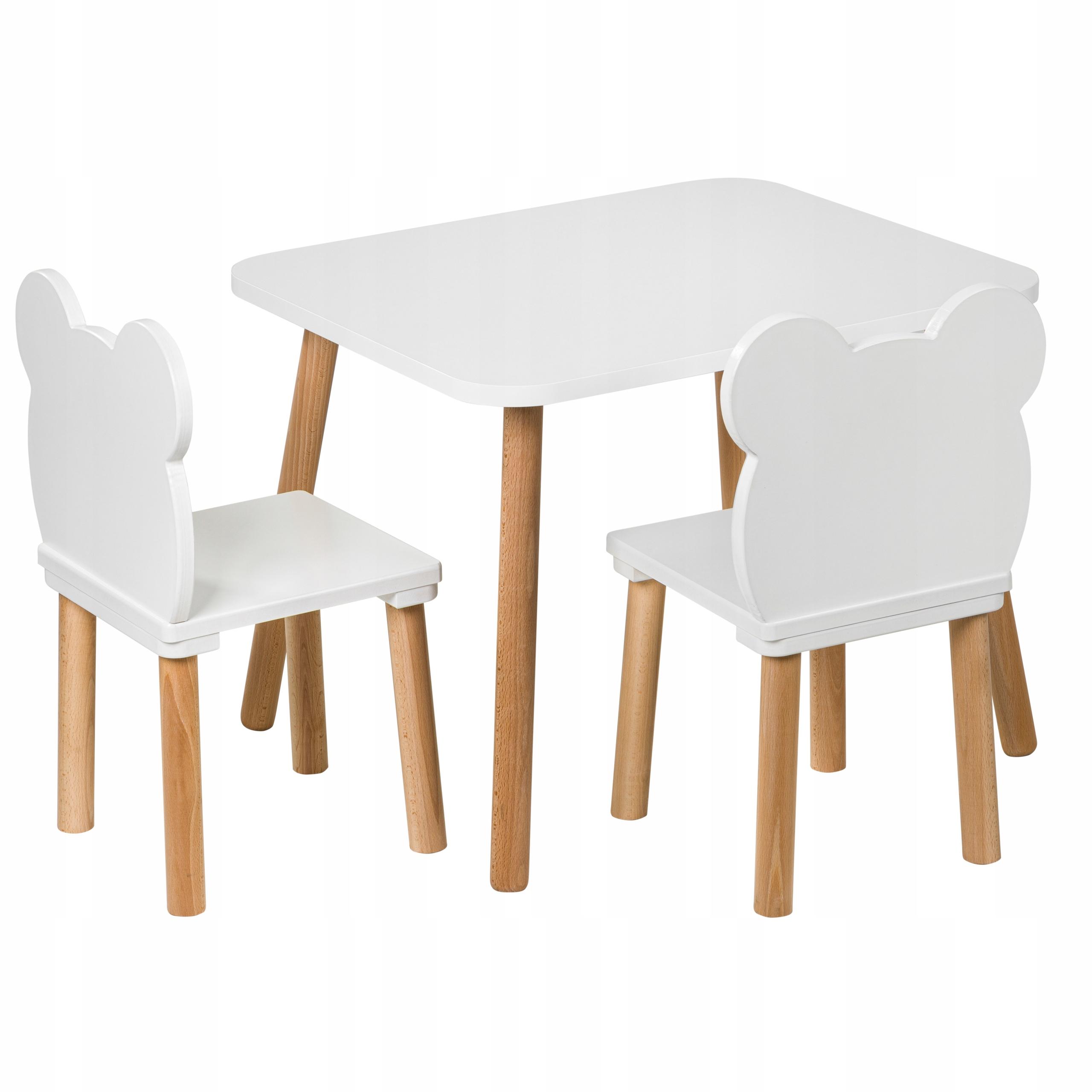 Zestaw mebli dla dzieci ,stolik 50/60 cm i dwa krzesełka misie