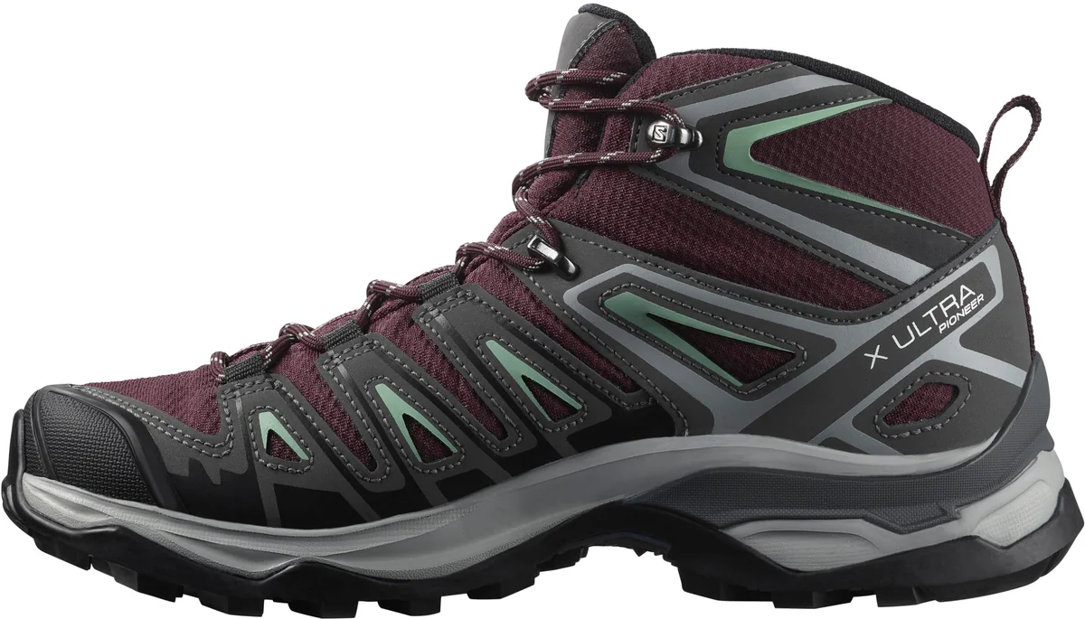 Salomon X Ultra Pioneer Mid Gore-Tex damskie buty outdoorowe, w każdych warunkach pogodowych, bezpieczne trzymanie stopy, Winetasting Magnet Granit ..