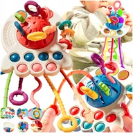 Gryzaki dla dzieci - Gryzak Zabawka Sensoryczna Montessori Edukacyjna Grzechotka Dla Dzieci 6W1 - miniaturka - grafika 1