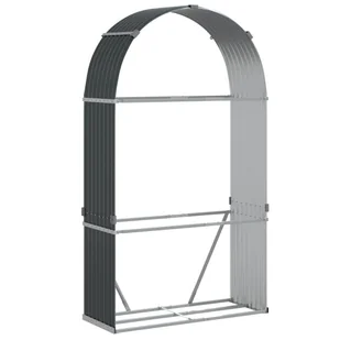 vidaXL Stojak na drewno, antracyt, 120x45x210 cm, stal galwanizowana - Wózki magazynowe - miniaturka - grafika 1