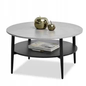 Ławy i stoliki kawowe - Industrialny Stolik Kawowy Ława Renne 80 Beton Z Półką Czarny Metalowe Nogi - miniaturka - grafika 1