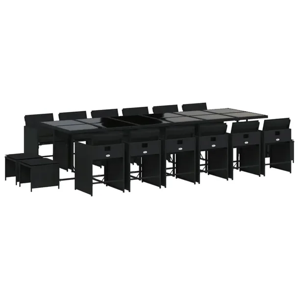 Zestaw mebli ogrodowych 330x106x73 cm, czarny, rattan PE, 12 krzeseł, 4 st