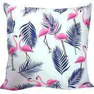 Poszewki na poduszki - Poszewka na poduszkę bawełniana EL-TEX 70x80 cm, Flamingi Liście Granatowe - miniaturka - grafika 1