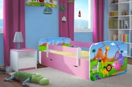 Łóżka dla dzieci i młodzieży - Elior Łóżko dla dziewczynki z materacem Happy 2X mix 80x180 - różowe - miniaturka - grafika 1