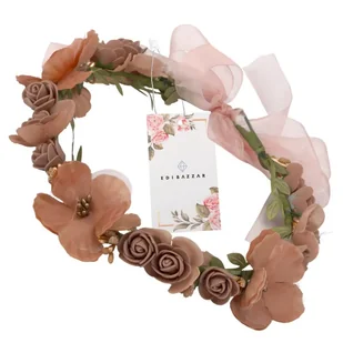 Wianek Opaska do Włosów Na Głowę Brązowy Róże KWIATY OZDOBA Stroik Boho - Ozdoby do włosów - miniaturka - grafika 1