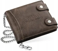 Portfele - Portfel męski poziomy brązowy antykradzieżowy solidny skóra zapinany wild - miniaturka - grafika 1