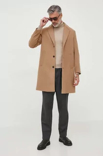 Płaszcze męskie - Sisley płaszcz z domieszką wełny kolor beżowy przejściowy - grafika 1