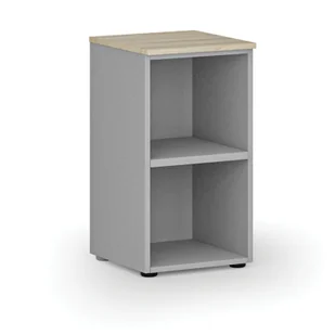 Regał biurowy PRIMO GRAY, 740 x 400 x 420 mm, szary/dąb naturalny - Regały biurowe - miniaturka - grafika 1