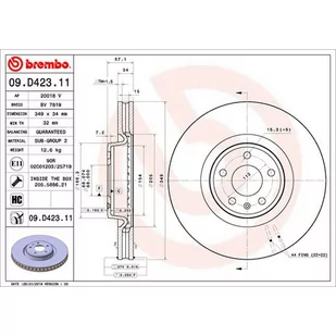Tarcza hamulcowa BREMBO 09.D423.11 - Tarcze hamulcowe - miniaturka - grafika 1
