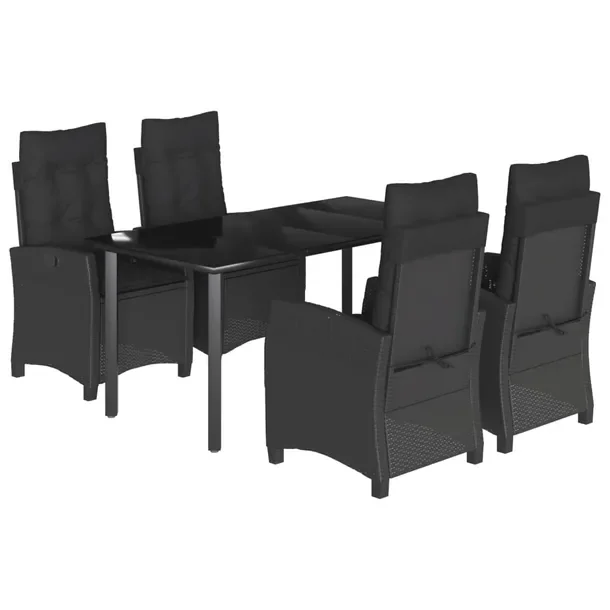 Zestaw mebli ogrodowych czarny, stół 160x80x74 cm, krzesła 57x66x93 cm