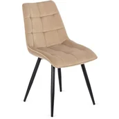 Krzesła - Krzesło Tapicerowane Welurowe Velvet Do Jadalni Salonu Kuchni Loft RIO Beż - miniaturka - grafika 1