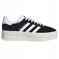 Trampki damskie - Buty damskie trampki skórzane adidas Gazelle Bold HQ6912 czarne 37 1/3 - miniaturka - grafika 1