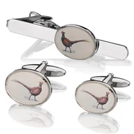 Spinki do mankietów i krawatów - Komplet biżuterii Bażant SDK-1246 - miniaturka - grafika 1