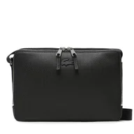 Torby męskie - Saszetka Lacoste Split Cow Leather NH3270CE Czarny - miniaturka - grafika 1