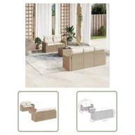 Sofy ogrodowe - The Living Store 6-cz. zestaw mebli ogrodowych z poduszkami - beżowy - polirattan - Sofa Ogrodowa - miniaturka - grafika 1
