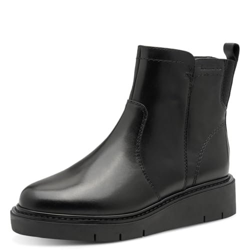 TAMARIS Damskie buty Comfort Boot Flat Półdługie kozaki, Black Nappa, 41 EU, Czarna papka, 41 EU