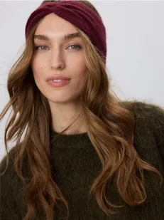 Reserved - Opaska z wełną i kaszmirem - burgundowy - Ozdoby do włosów - miniaturka - grafika 1