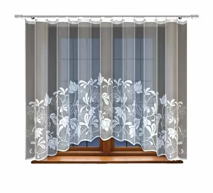 Biała żakardowa firanka z taśmą 249050 140 x 300cm  MONDOMI - Firany - miniaturka - grafika 1