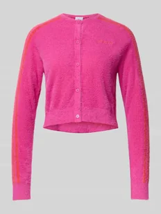 Kurtka z dzianiny z charakterystycznymi dla marki paskami w kontrastowym kolorze model ‘Fluffy’ - Swetry damskie - miniaturka - grafika 1