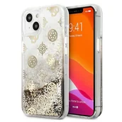 Etui i futerały do telefonów - Guess Peony Liquid Glitter - Etui iPhone 13 mini złoty GUHCP13SLGPEGO - miniaturka - grafika 1