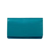 Portfele - Portfel skórzany damski, Kolorowy portfel z prawdziwej skóry naturalnej, Pojemna portmonetka, niebieski - miniaturka - grafika 1