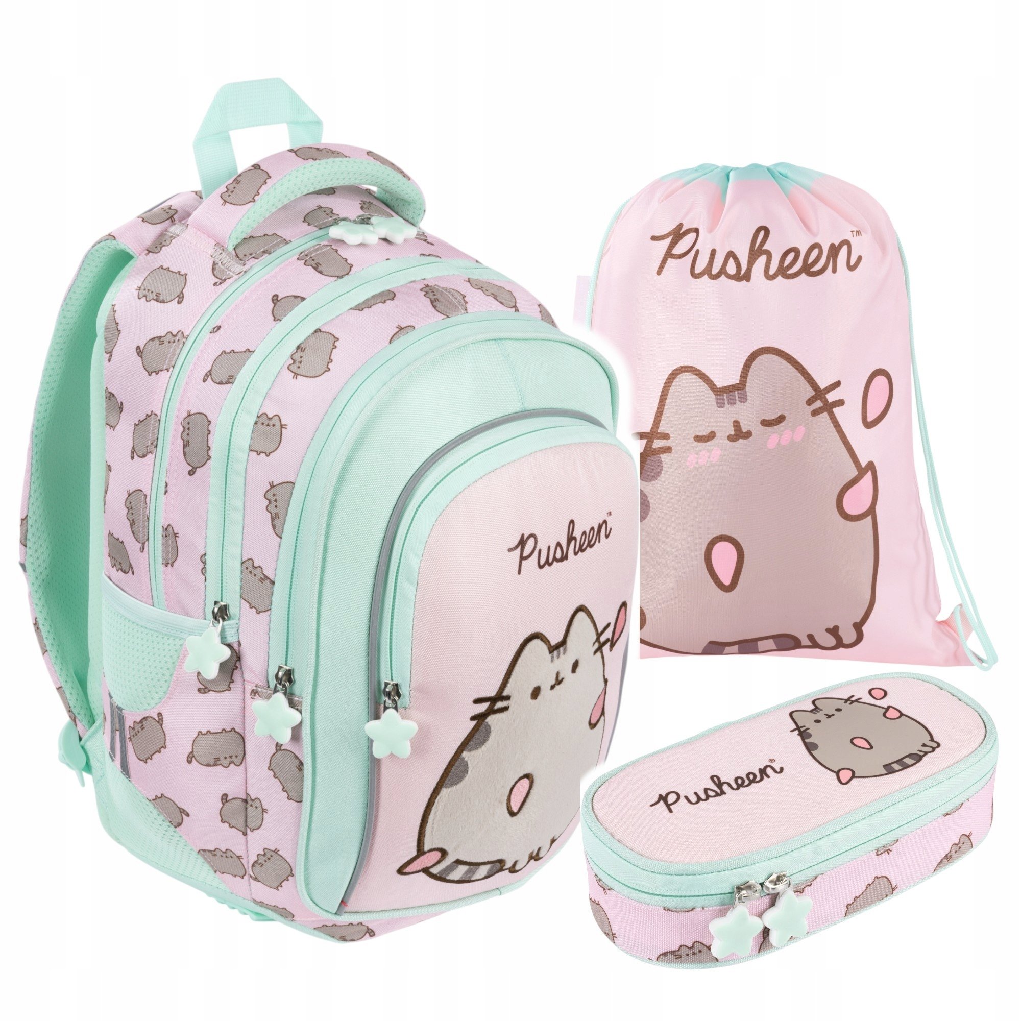 Zestaw Szkolny Dla Dziewczynki plecak piórnik saszetka Pusheen Różowy