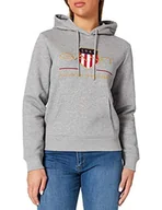 Bluzy damskie - GANT Damska bluza z kapturem, szary melanż, XL - miniaturka - grafika 1