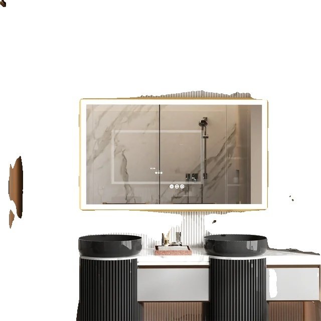 Lustro łazienkowe, oświetlenie LED, technologia przeciwmgielna, 100X60cm (40x24 cale)