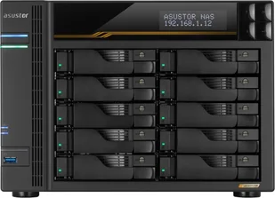 Serwer plików Asustor LOCKERSTOR 10 Gen3 AS6810T 10-bay, AMD Ryzen V3C14 Cztery rdzenie 2.3GHz, 16G ECC DDR5, 4x M.2 PCIe NVMe, 2x 10 GbE, 2x 5 GbE - Serwery plików NAS i macierze dyskowe - miniaturka - grafika 1