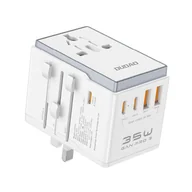 Ładowarki do telefonów - Uniwersalna ładowarka adapter podróżny 35W EU / UK / AUS / US / JP 3x USB-C 2x USB-A - biały DUDAO - miniaturka - grafika 1