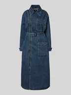 Płaszcze męskie - Trencz z efektem denimu i paskiem - miniaturka - grafika 1