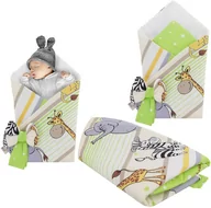 Rożki i beciki - Rożek niemowlęcy bawełniany otulacz dziecięcy becik - SAFARI ZIELONE - miniaturka - grafika 1
