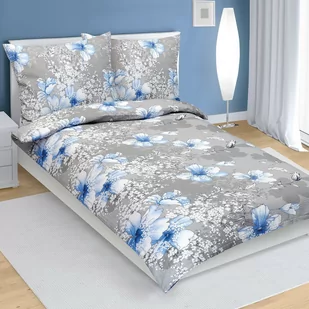 Bellatex Pościel z kory Niebieski hibiskus szary, 140 x 200 cm, 70 x 90 cm, 140 x 200 cm, 70 x 90 cm - Pościel - miniaturka - grafika 1