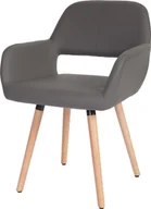 Krzesła - Krzesło do jadalni HWC-A50 II, krzesło kuchenne, retro 50s design ~ imitacja skóry , szary, jasne nogi - miniaturka - grafika 1